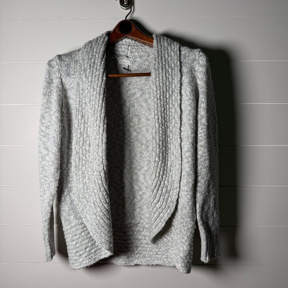Chico's White with Silver Metallic Open Cardigan Sweater Size 2